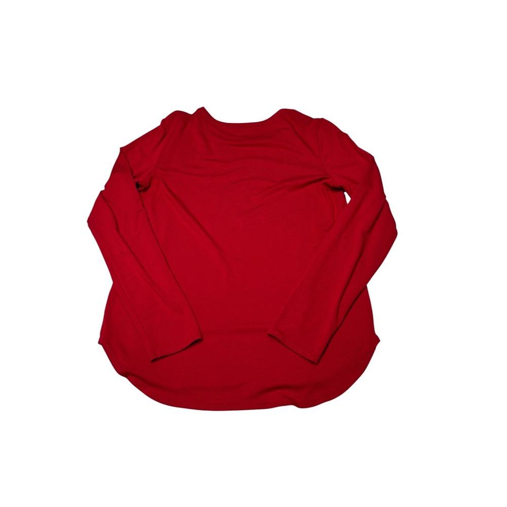 Eileen Fisher Red Long Sleeve High Low Crew Neck Top Rayon Lycra USA Womens S - Picture 5 of 9
